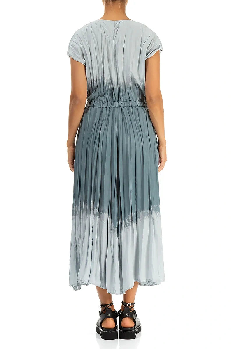 Silver Grey Ombré Pure Silk Dress