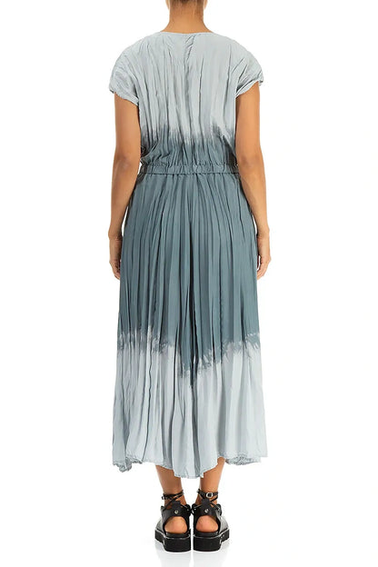 Silver Grey Ombré Pure Silk Dress