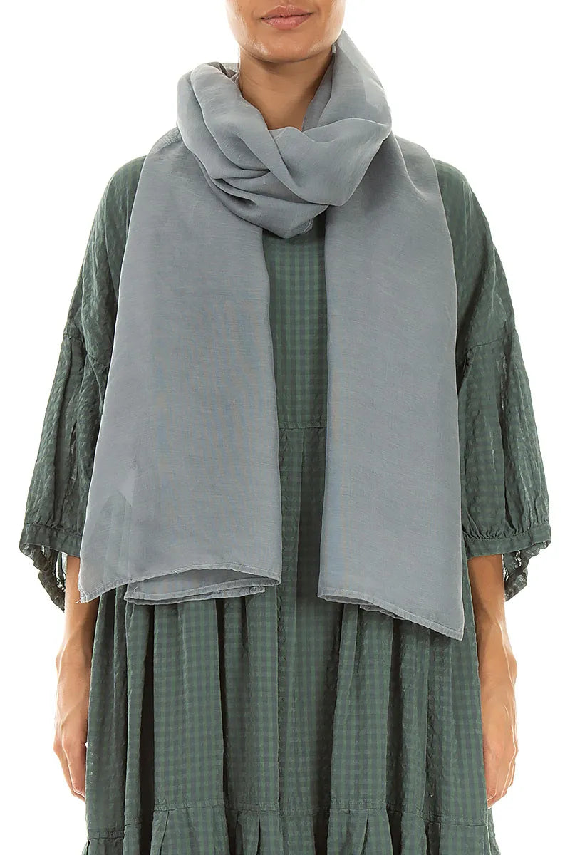 Écharpe en soie et coton gris argent