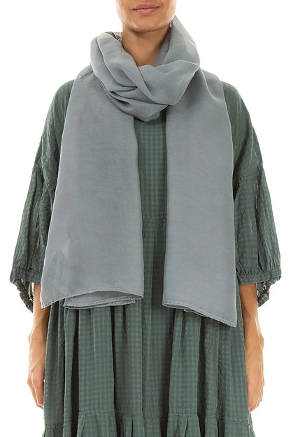 Écharpe en soie et coton gris argent