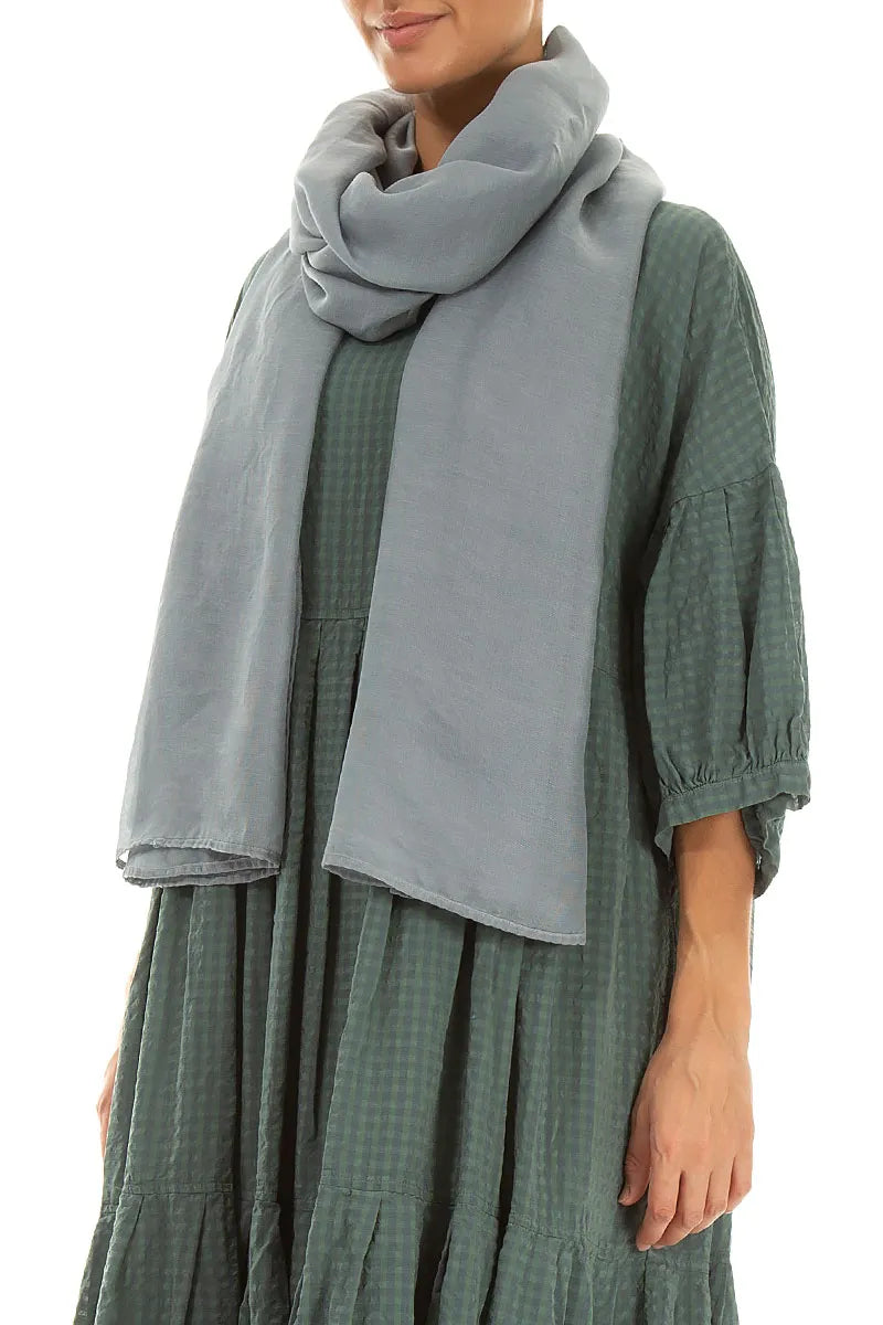 Écharpe en soie et coton gris argent
