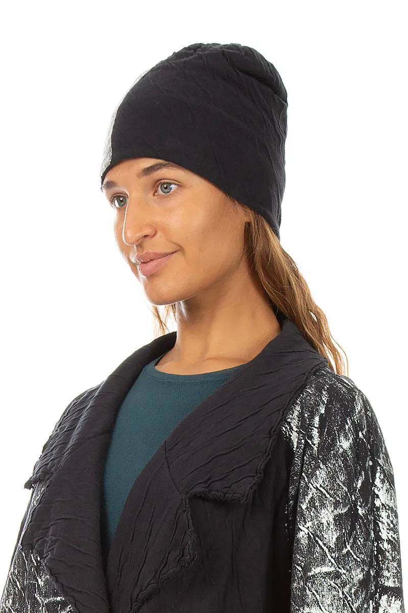 Silver Metallic Grey Wavy Cotton Beanie Hat 3