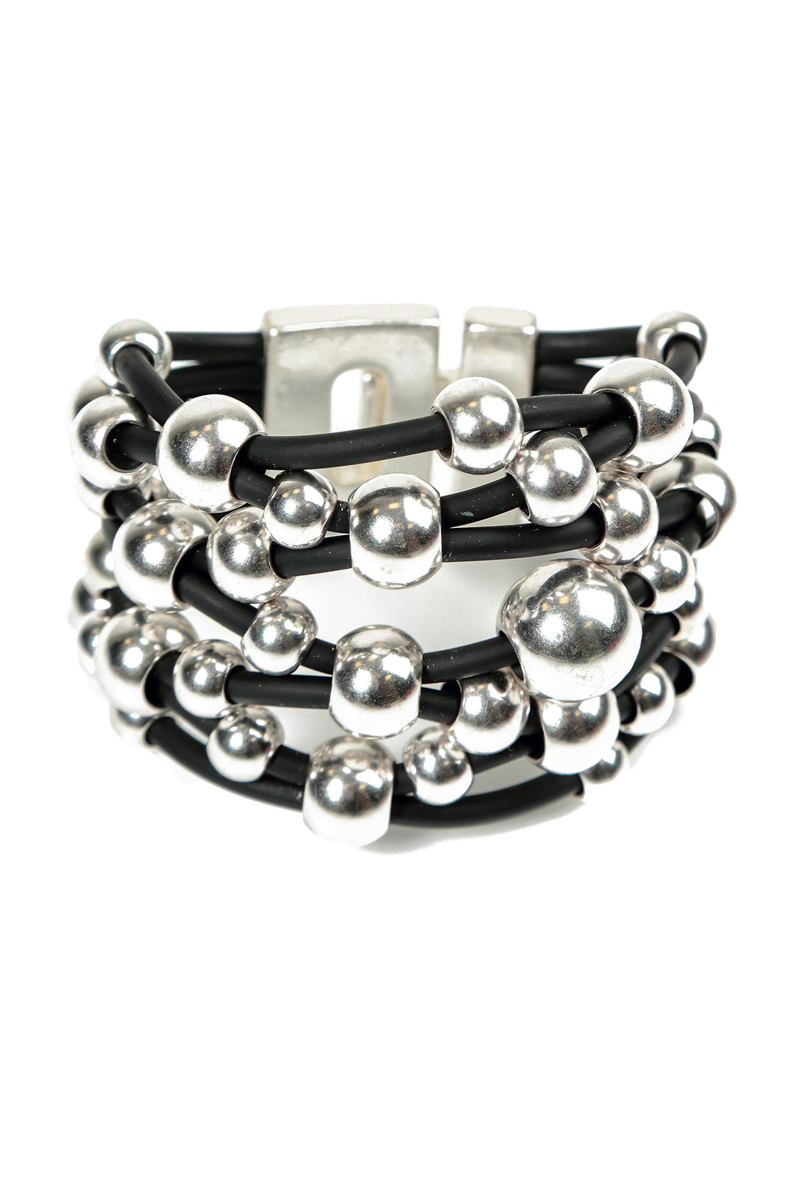 Silver Orbits Rubber Bracelet