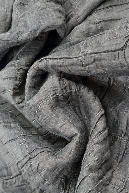 Silver Pleated Silk Linen Blouse 5