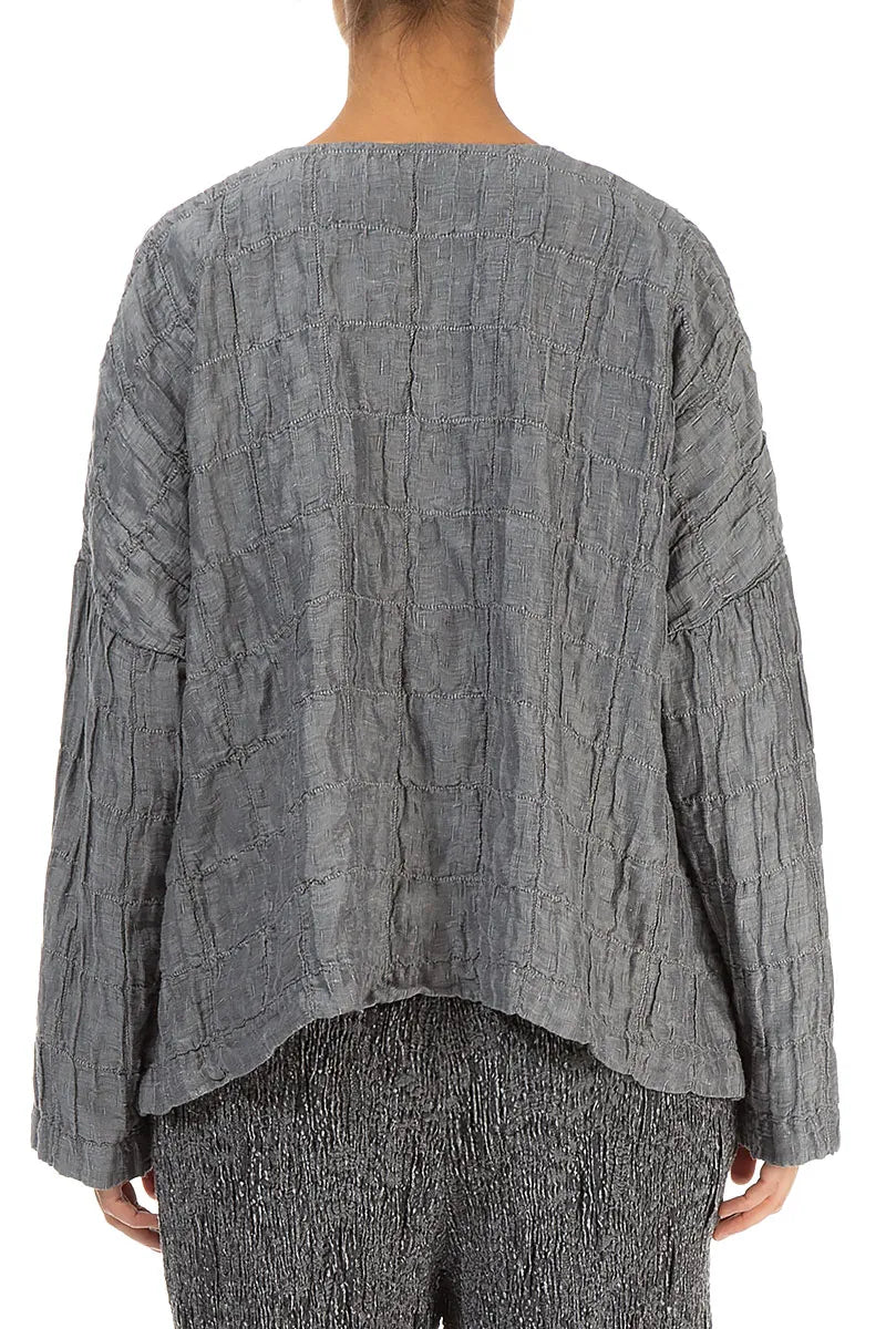 Silver Pleated Silk Linen Jacket 2