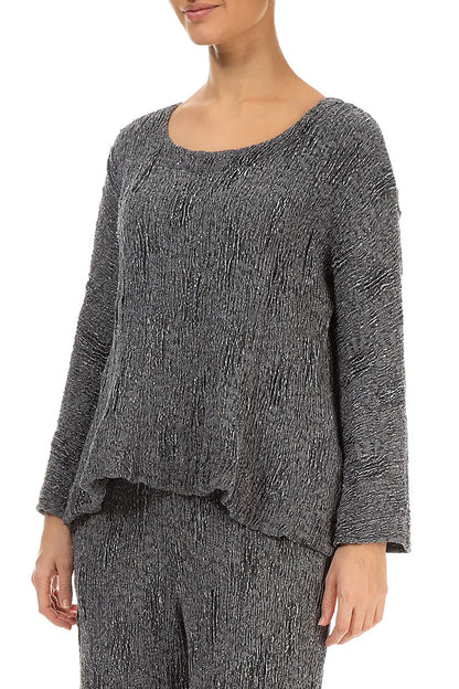 Chemisier en lin et soie texturé argenté