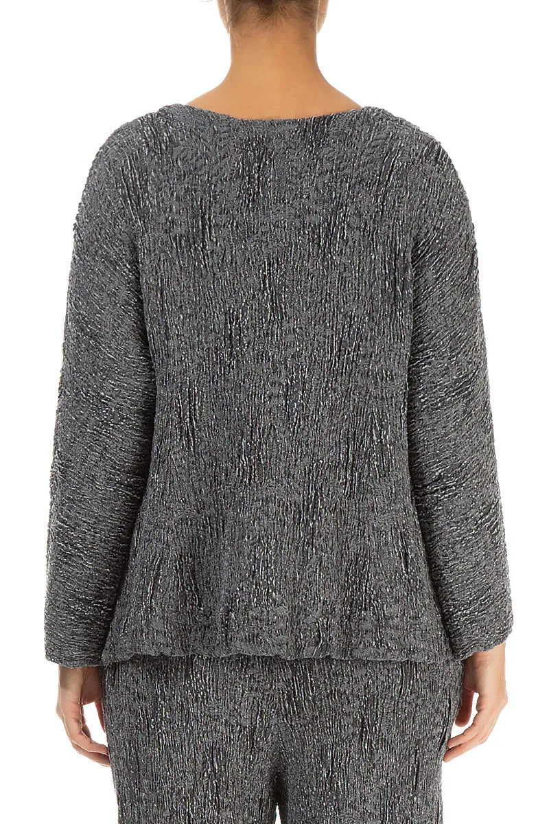 Chemisier en lin et soie texturé argenté