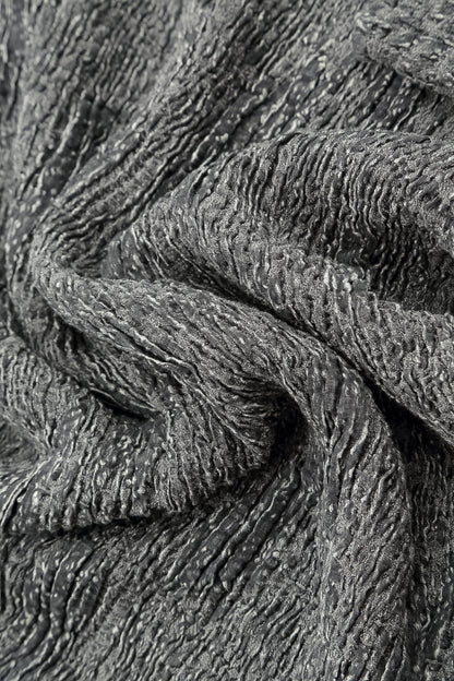 Silver Textured Silk Linen Pencil Skirt