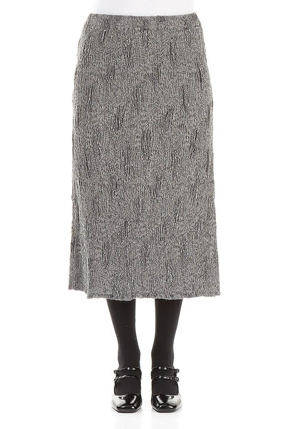 Silver Textured Silk Linen Pencil Skirt