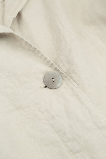 Single Button Beige Linen Blazer Jacket 7