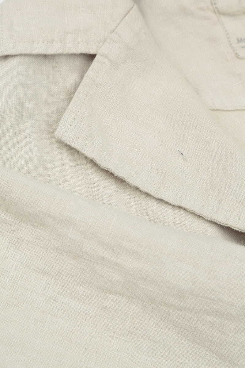 Single Button Beige Linen Blazer Jacket 6