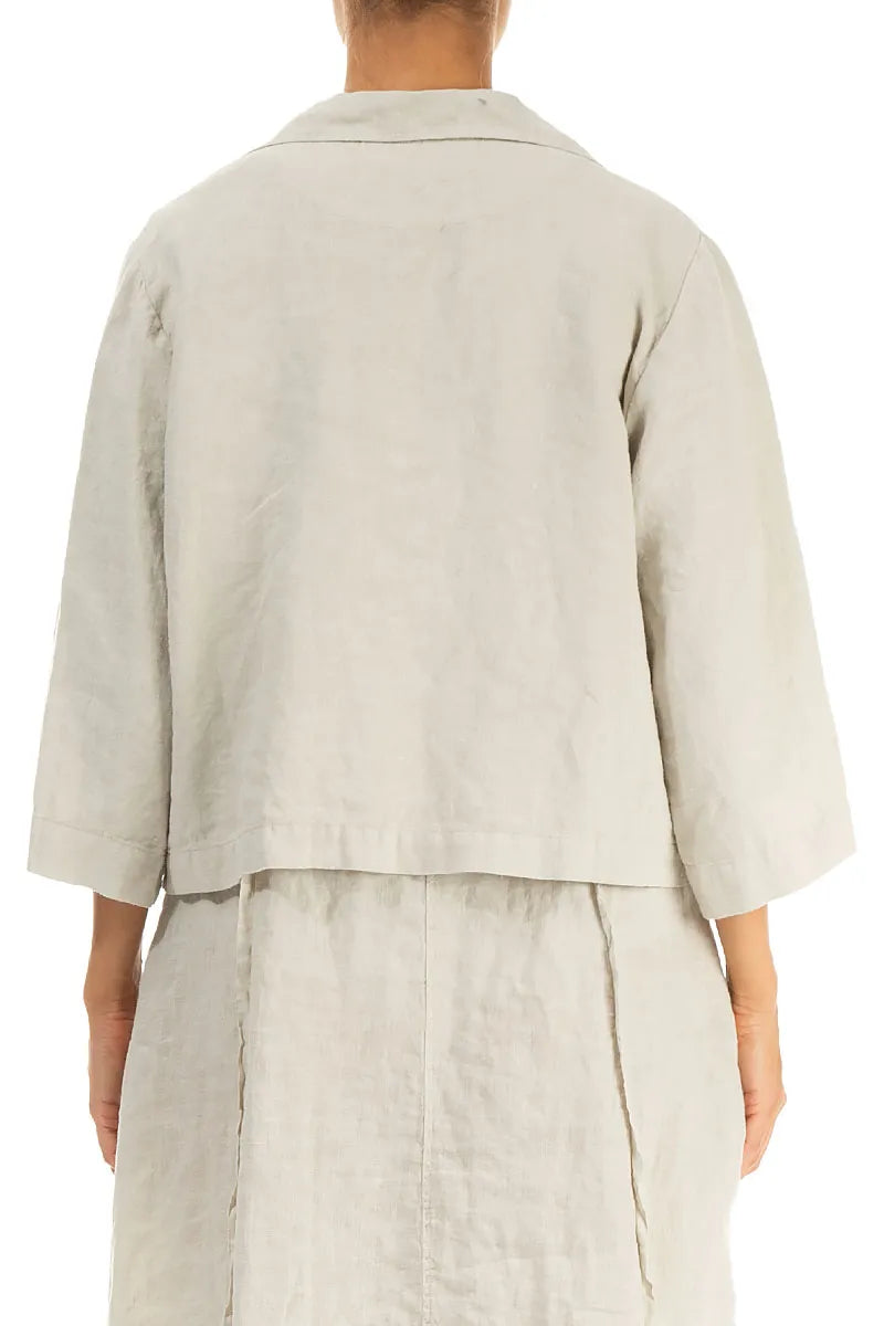 Single Button Beige Linen Blazer Jacket 3