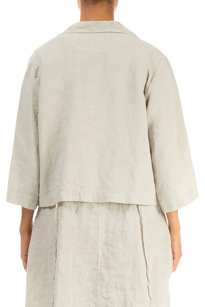 Single Button Beige Linen Blazer Jacket 3