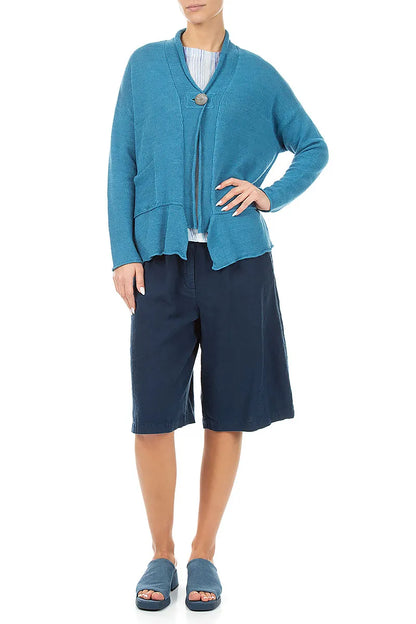 Single Button Denim Linen Cardigan 4