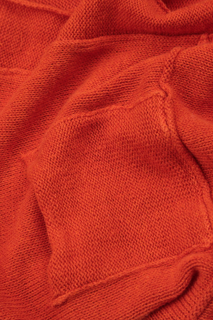 Single Button Flame Orange Linen Cardigan 7