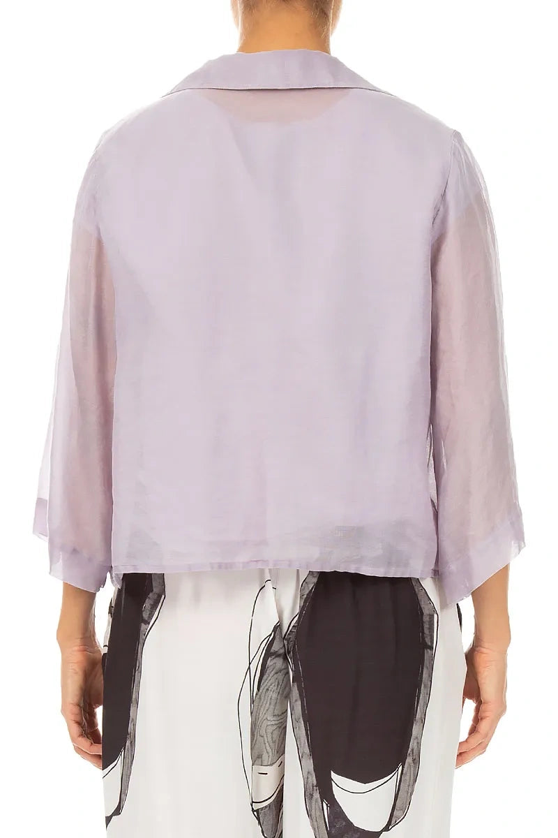 Veste Blazer en Soie et Coton Lilas à Bouton Unique