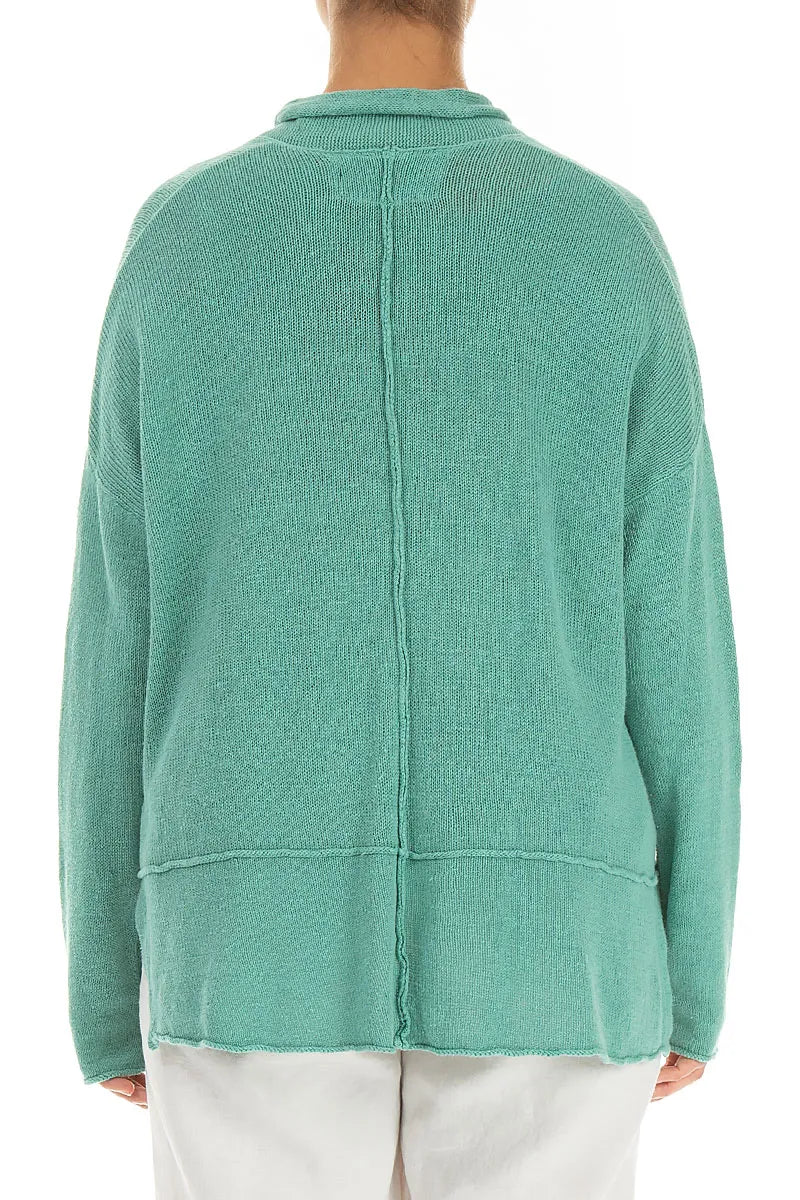 Single Button Mint Linen Cardigan