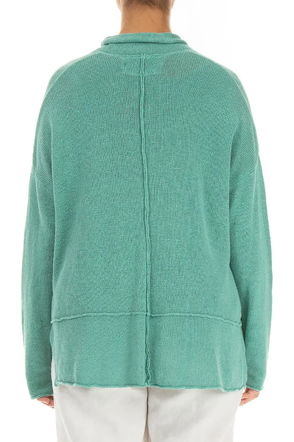 Single Button Mint Linen Cardigan