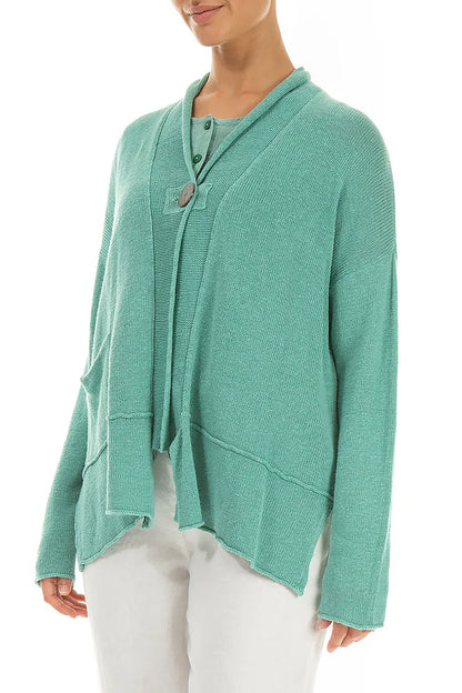 Single Button Mint Linen Cardigan