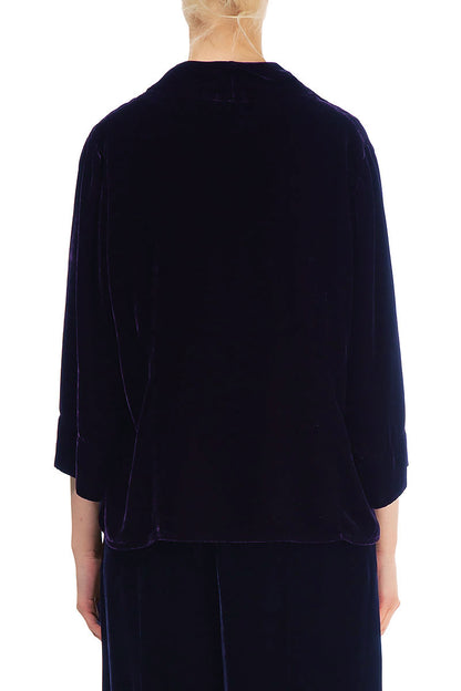 Veste en velours de soie violet royal à un bouton
