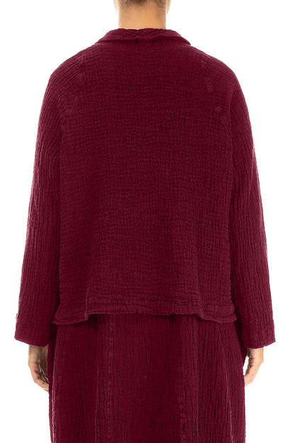 Single Button Ruby Textured Linen Jacket