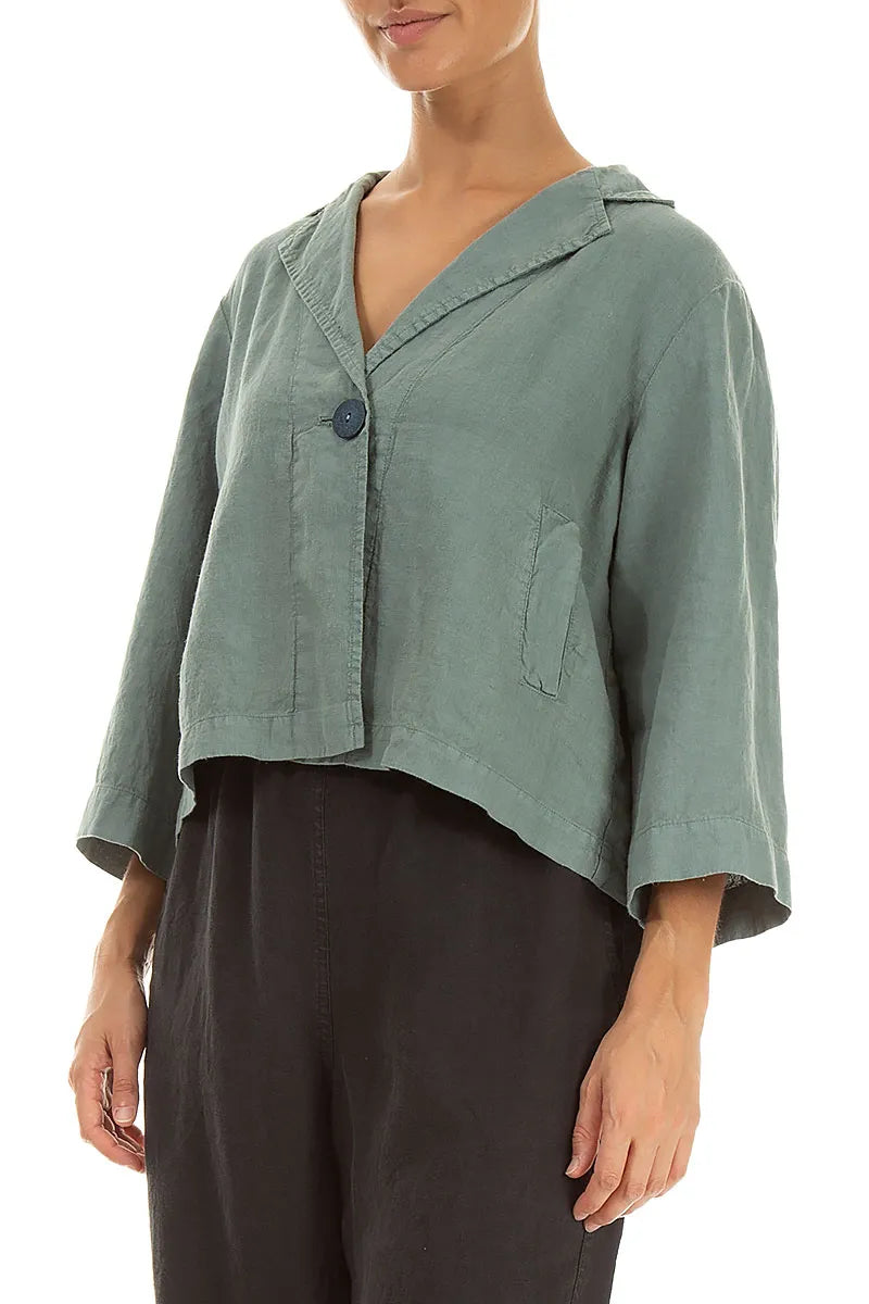 Veste blazer en lin sauge à un bouton