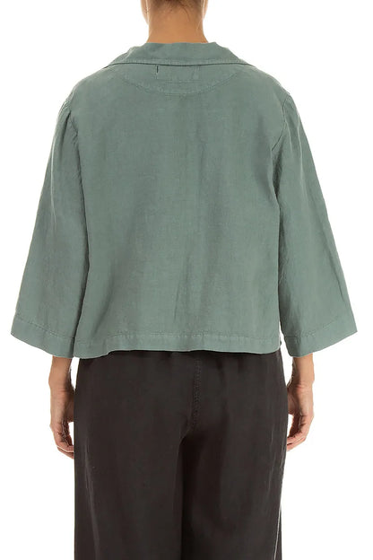 Veste blazer en lin sauge à un bouton