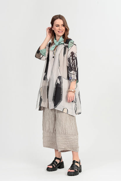 Single Button Tumbled Stone Silk Cotton Jacket