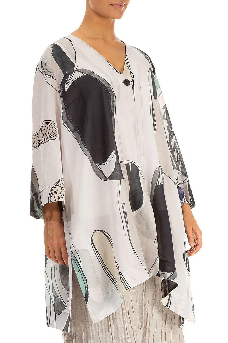 Single Button Tumbled Stone Silk Cotton Jacket