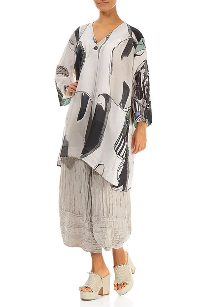 Single Button Tumbled Stone Silk Cotton Jacket