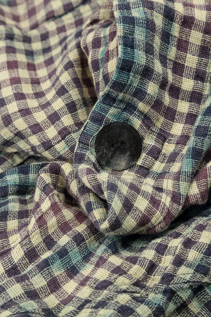 Single Button Watercolour Check Linen Jacket 5