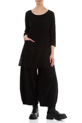 Single Pocket Black Linen Viscose Tunic 4