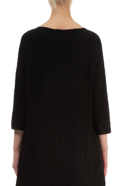 Single Pocket Black Linen Viscose Tunic 2