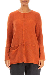 Single Pocket Burnt Orange Wool Sweater 1