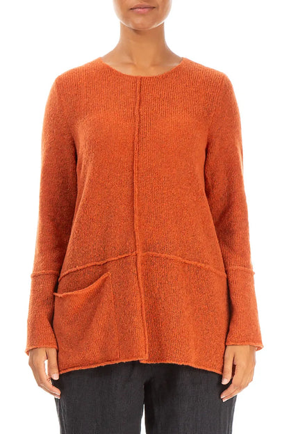Single Pocket Burnt Orange Wool Sweater 1