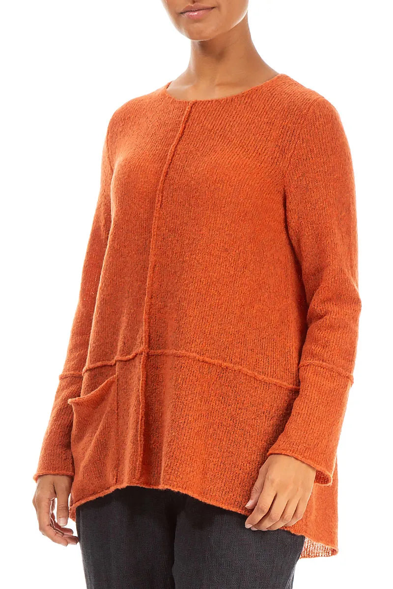 Single Pocket Burnt Orange Wool Sweater 3
