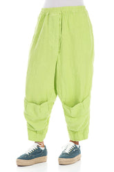 Six Pockets Lime Linen Trousers 3