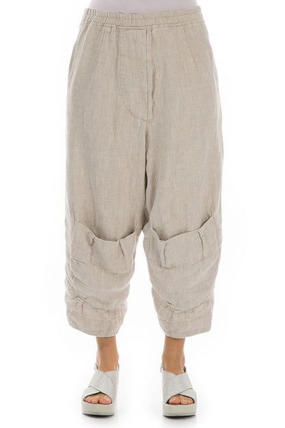 Six Pockets Natural Linen Trousers 1
