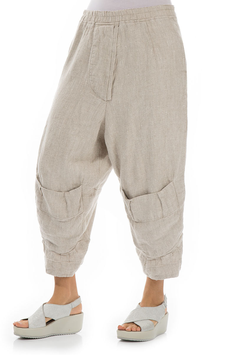 Six Pockets Natural Linen Trousers 3