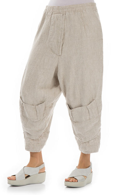 Six Pockets Natural Linen Trousers 3