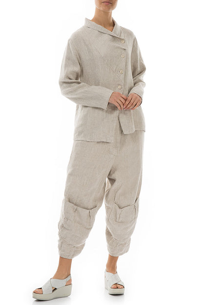 Six Pockets Natural Linen Trousers 4