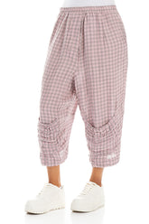 Six Pockets Pink Check Linen Trousers 3