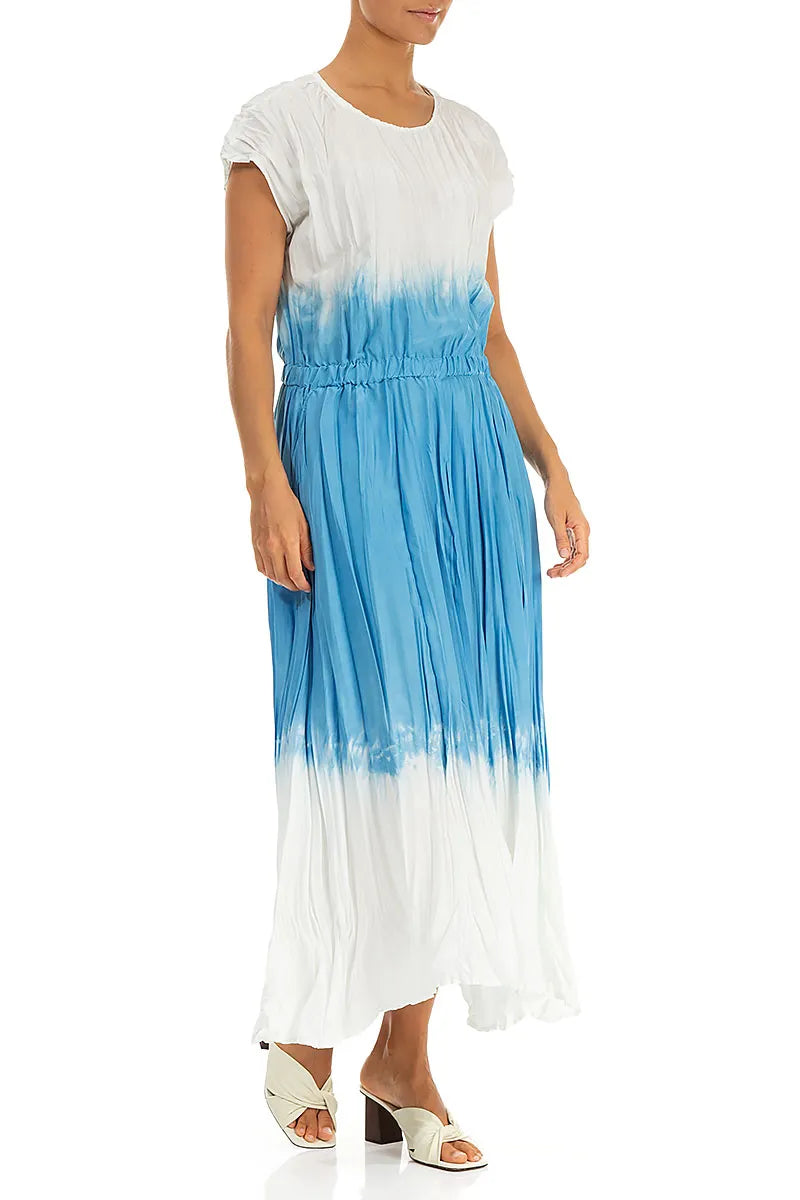 Sky Blue Ombré Pure Silk Dress 3