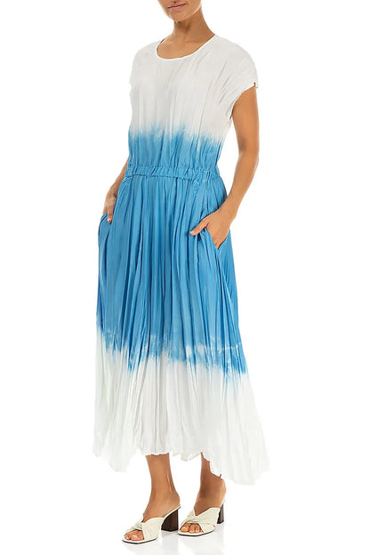 Sky Blue Ombré Pure Silk Dress 4
