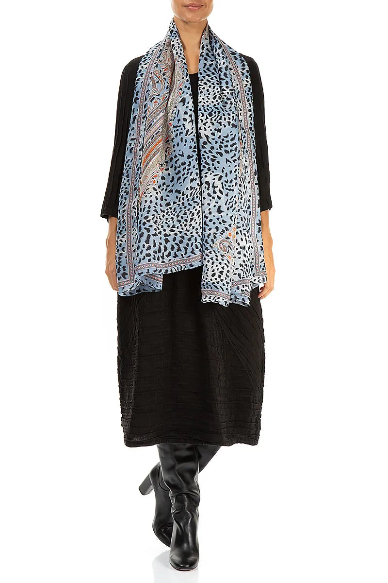 Foulard en soie à motif de coups de pinceau du ciel