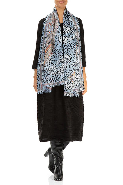 Foulard en soie à motif de coups de pinceau du ciel