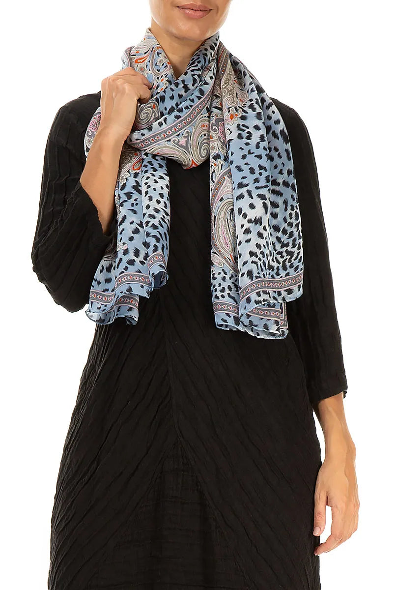 Foulard en soie à motif de coups de pinceau du ciel