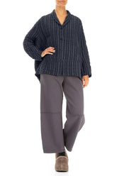 Slate Blue Checkered Linen Cotton Jacket 4