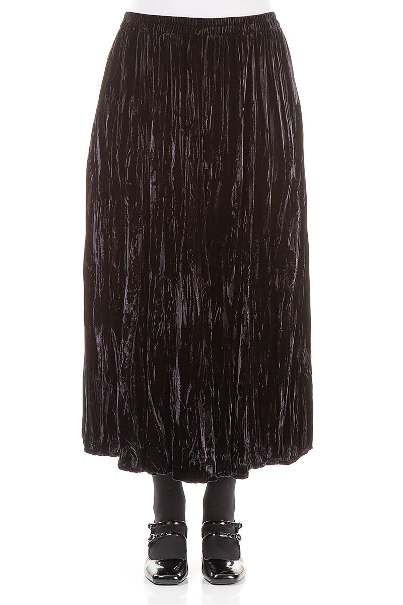 Jupe en velours de soie froissé bleu ardoise