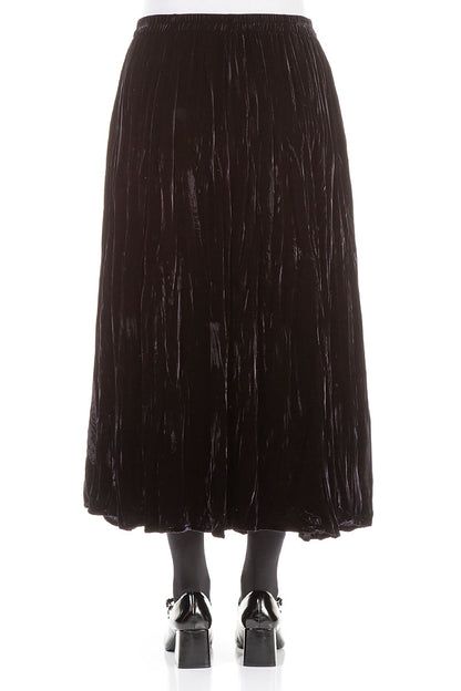 Jupe en velours de soie froissé bleu ardoise